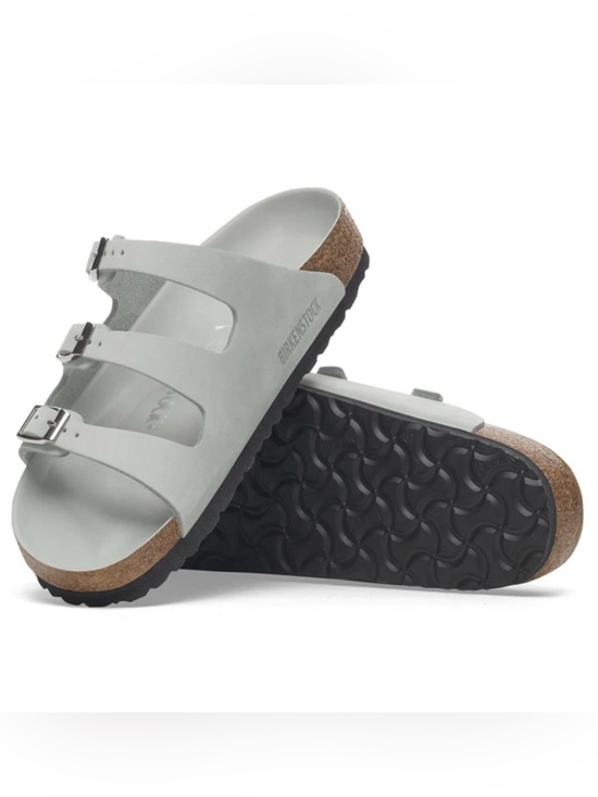 Birkenstock Shoes - NWT Birkenstock Florida Fresh pure sage with Black Outsole Sandals Sz 40